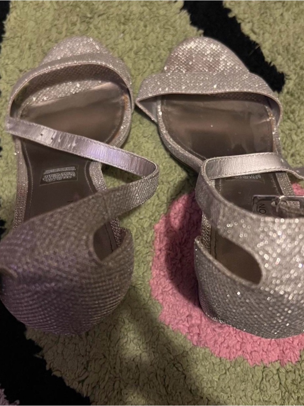 Sparkle Strap Heels in Silver